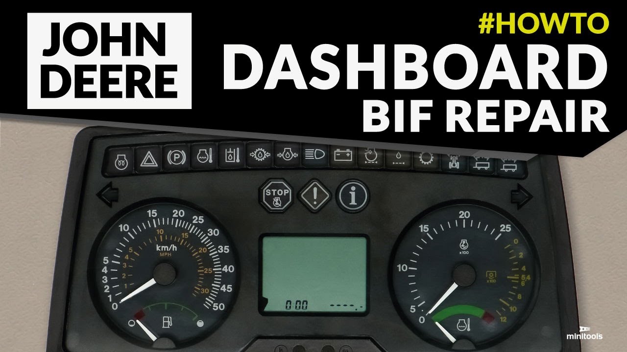 Close-up of a heavy equipment instrument cluster showing the hour meter